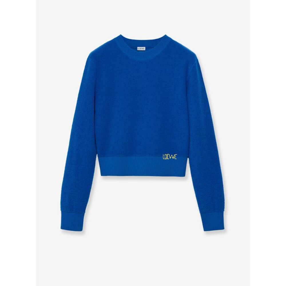 Loewe Women Wool Sweater With Contrasting Embroidered Logo At The Bottom